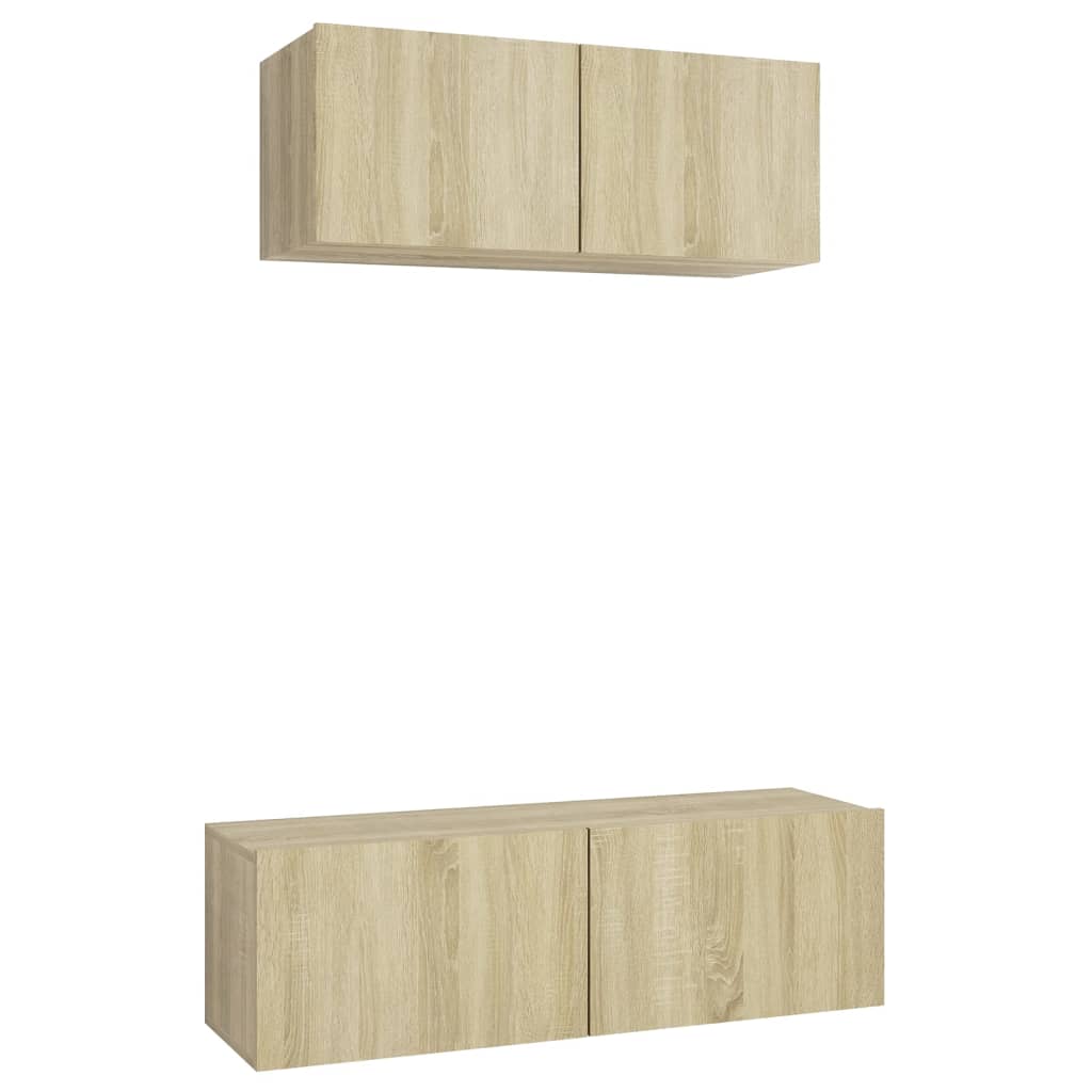 vidaXL Meuble TV, 2 pcs, Chêne Sonoma, Aggloméré