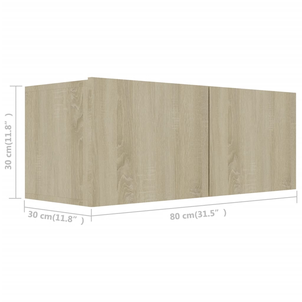 vidaXL Meuble TV, 2 pcs, Chêne Sonoma, Aggloméré