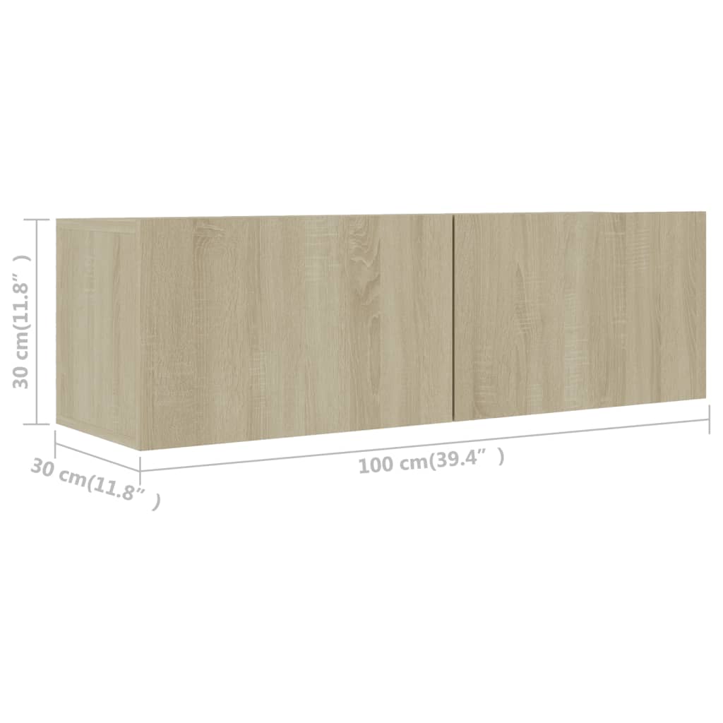 vidaXL Meuble TV, 2 pcs, Chêne Sonoma, Aggloméré
