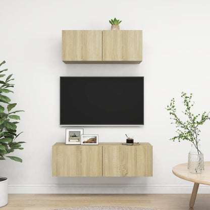 vidaXL Meuble TV, 2 pcs, Chêne Sonoma, Aggloméré
