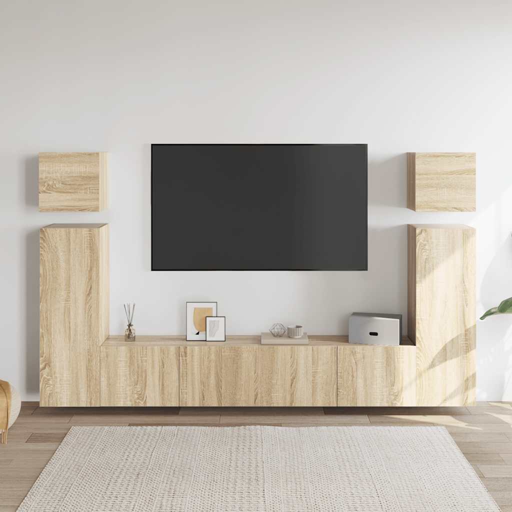 vidaXL Ensemble de 8 meubles TV Chêne Sonoma Bois d'ingénierie