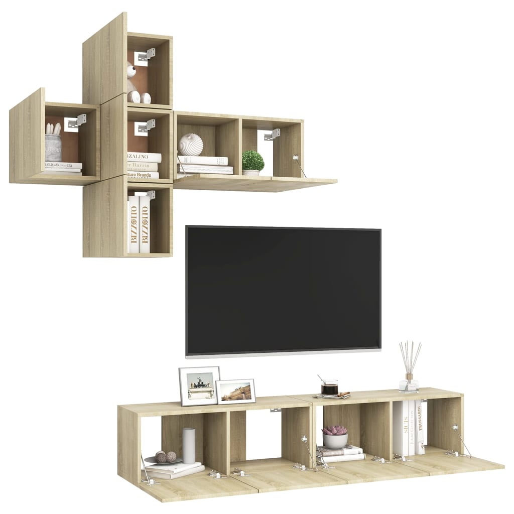 vidaXL Meuble TV 7 pcs Aggloméré Chêne Sonoma