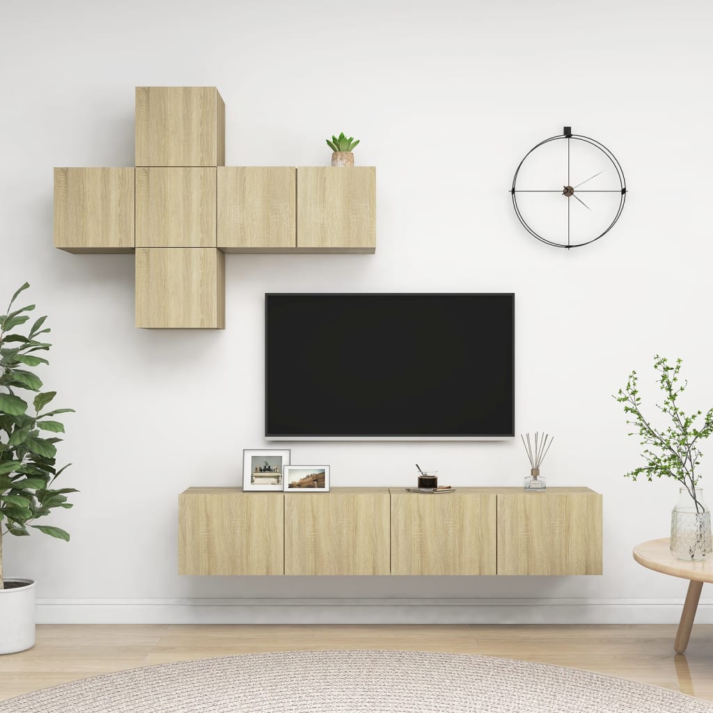 vidaXL Meuble TV 7 pcs Aggloméré Chêne Sonoma
