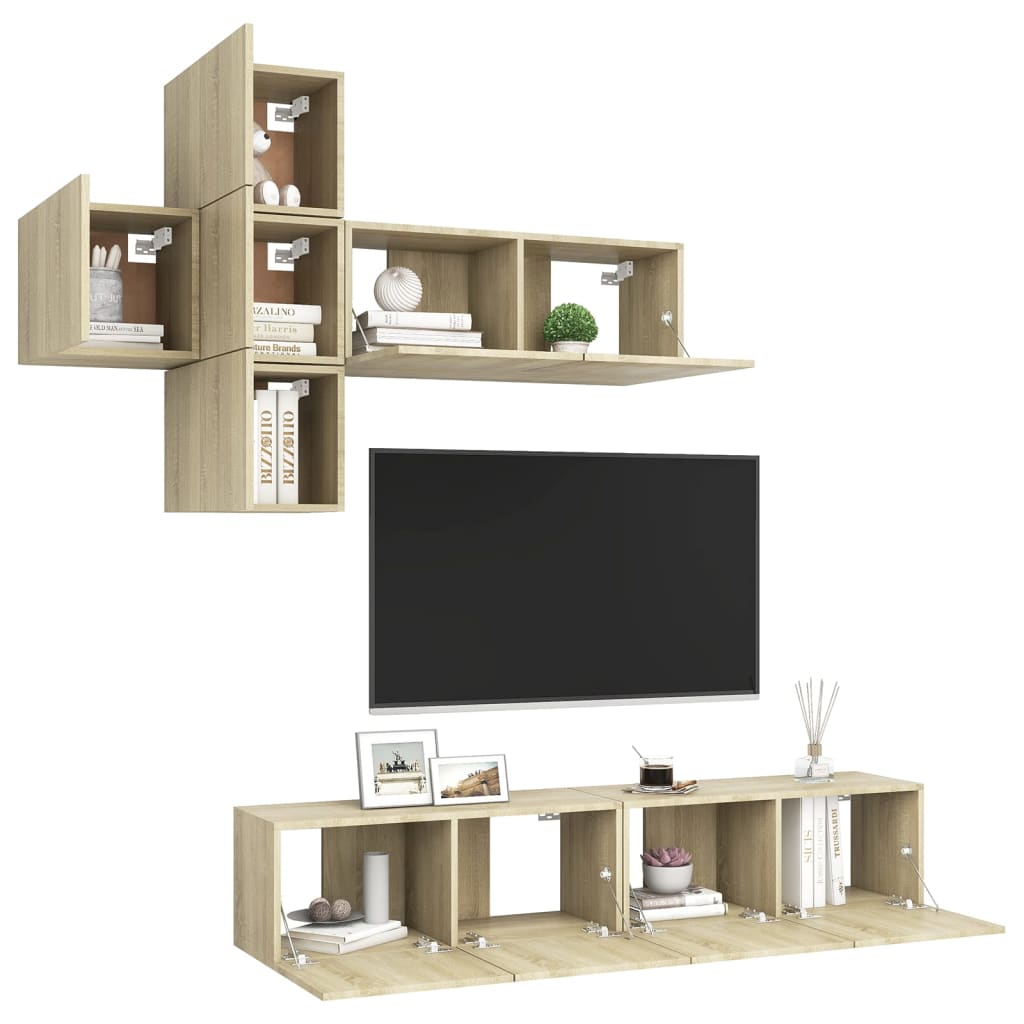 vidaXL Ensemble de meubles TV 7 pcs Bois d'ingénierie chêne sonoma