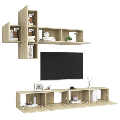 vidaXL Ensemble de meubles TV 7 pcs Bois d'ingénierie chêne sonoma