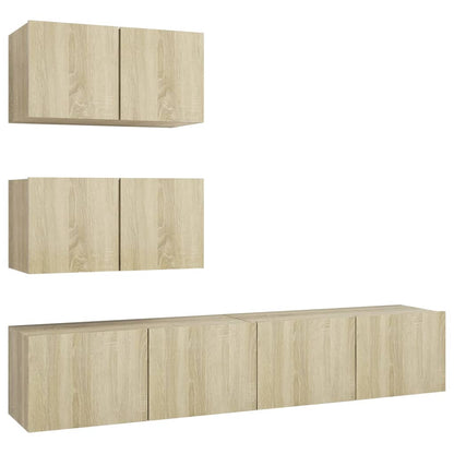 vidaXL Meuble TV 4 pcs Aggloméré Chêne Sonoma