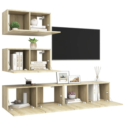 vidaXL Meuble TV 4 pcs Aggloméré Chêne Sonoma