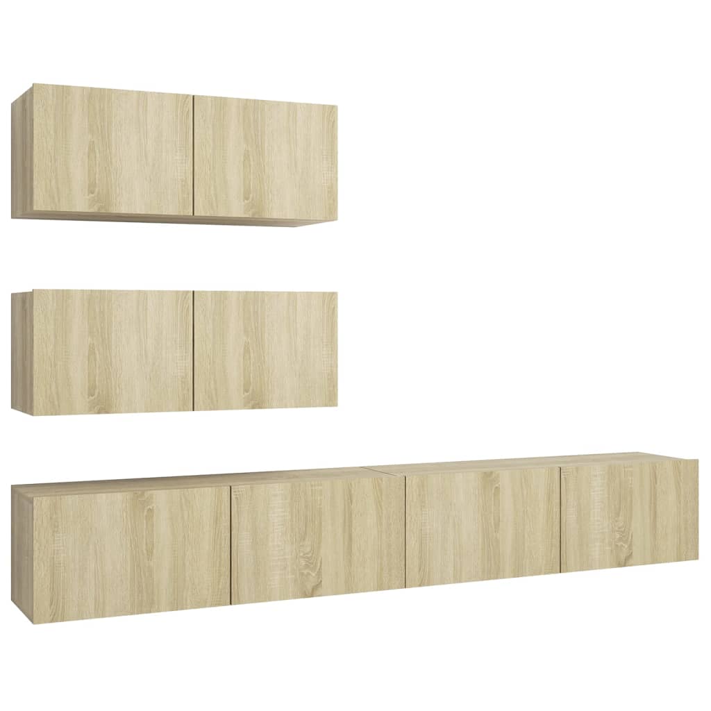 vidaXL Meuble TV 4 pcs Aggloméré Chêne Sonoma
