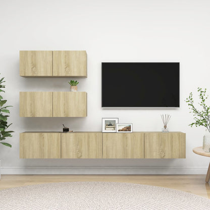 vidaXL Meuble TV 4 pcs Aggloméré Chêne Sonoma