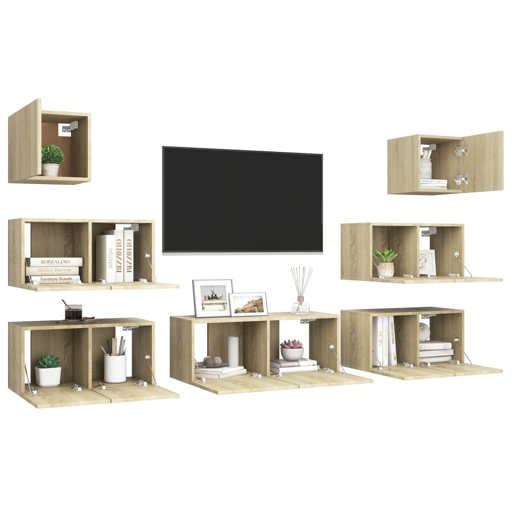 vidaXL Ensemble de meubles TV 7 pcs Bois d'ingénierie chêne sonoma