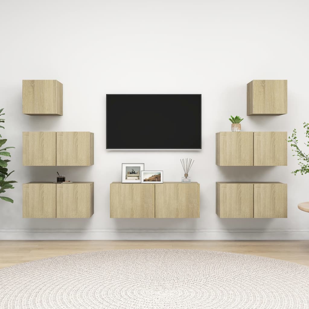 vidaXL Ensemble de meubles TV 7 pcs Bois d'ingénierie chêne sonoma