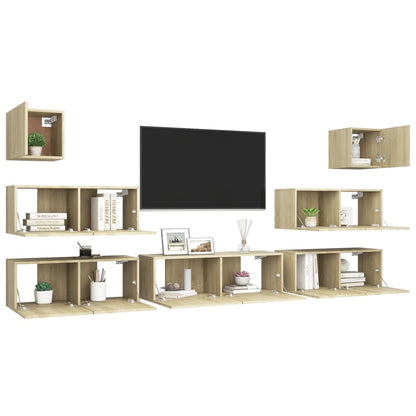 vidaXL Ensemble de meubles TV 7 pcs Bois d'ingénierie chêne sonoma