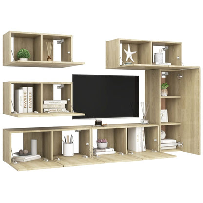 vidaXL Meuble TV 6 pièces Aggloméré Chêne Sonoma