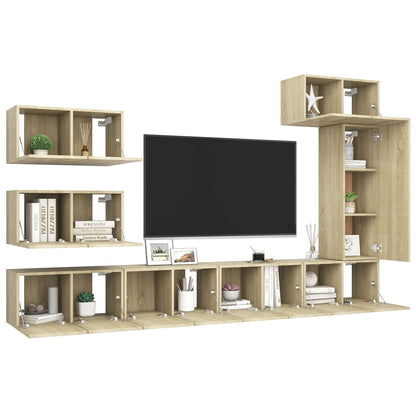 vidaXL Ensemble de 8 meubles TV Chêne Sonoma Bois d'ingénierie