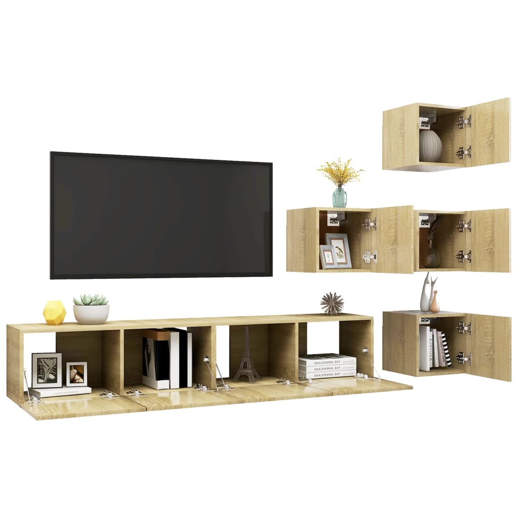 vidaXL Meuble TV 6 pièces Aggloméré Chêne Sonoma