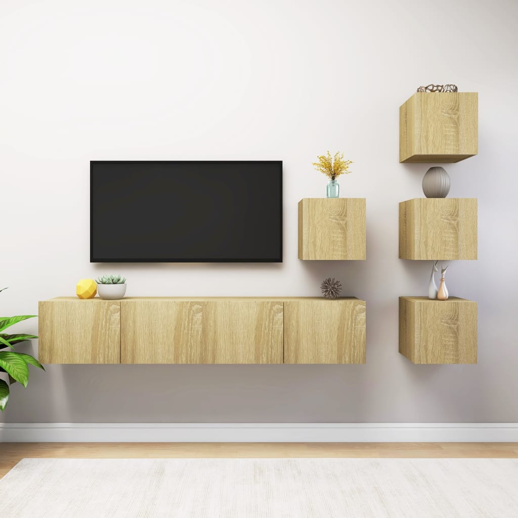 vidaXL Meuble TV 6 pièces Aggloméré Chêne Sonoma
