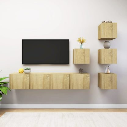 vidaXL Meuble TV 6 pièces Aggloméré Chêne Sonoma