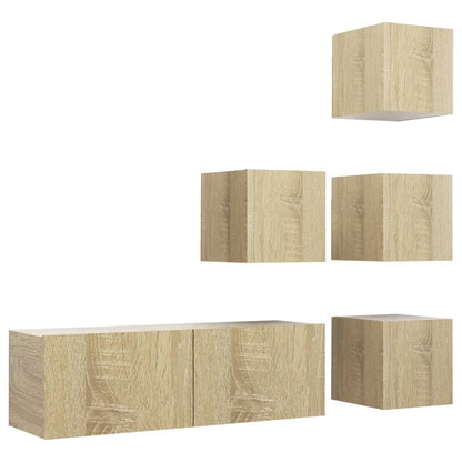 vidaXL Meuble TV 5 pièces Bois d'ingénierie Chêne Sonoma