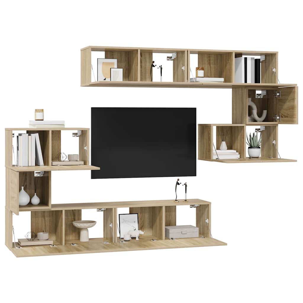 vidaXL Ensemble de 8 meubles TV Chêne Sonoma Bois d'ingénierie