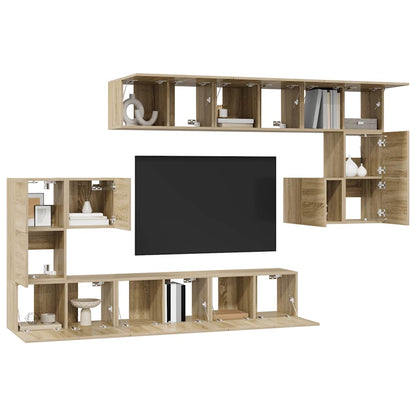 vidaXL Meuble TV, 10 pcs, chêne sonoma, aggloméré
