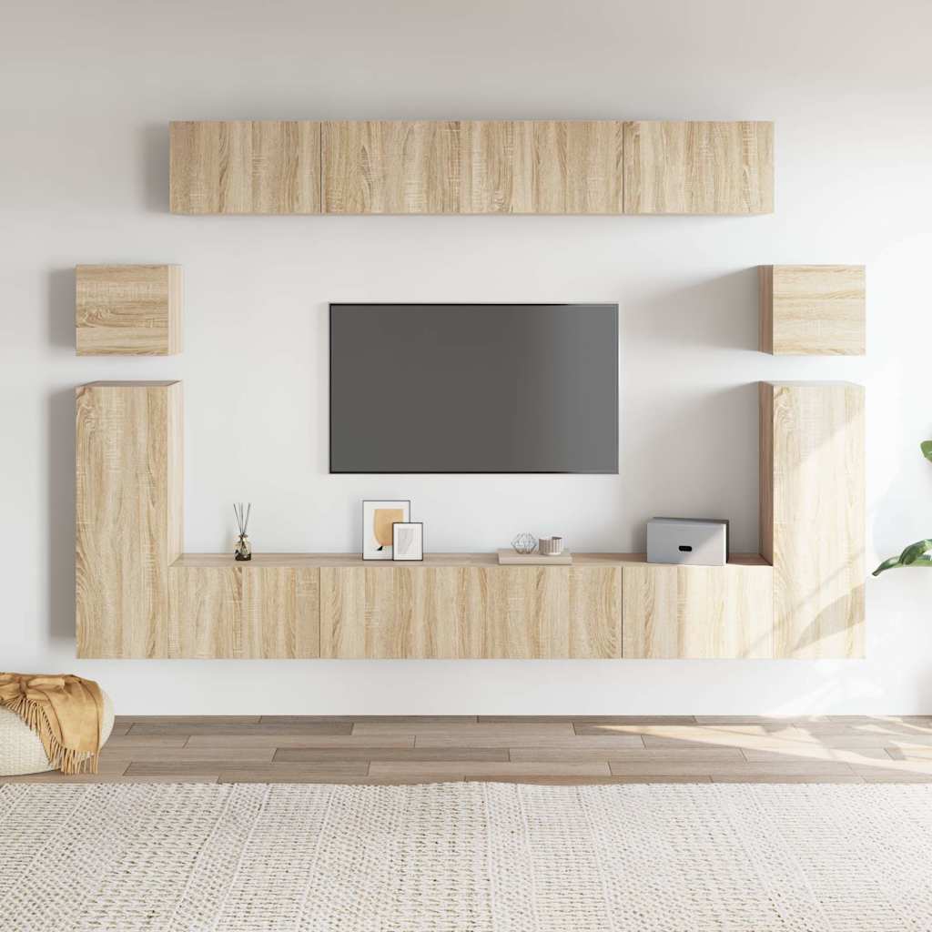 vidaXL Ensemble de 8 meubles TV Chêne Sonoma Bois d'ingénierie