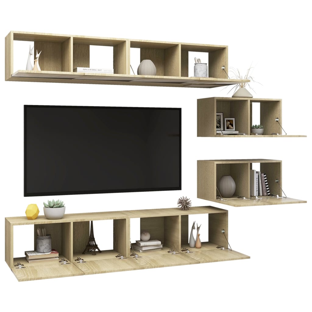 vidaXL Meuble TV 6 pièces Aggloméré Chêne Sonoma
