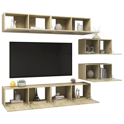 vidaXL Meuble TV 6 pièces Aggloméré Chêne Sonoma