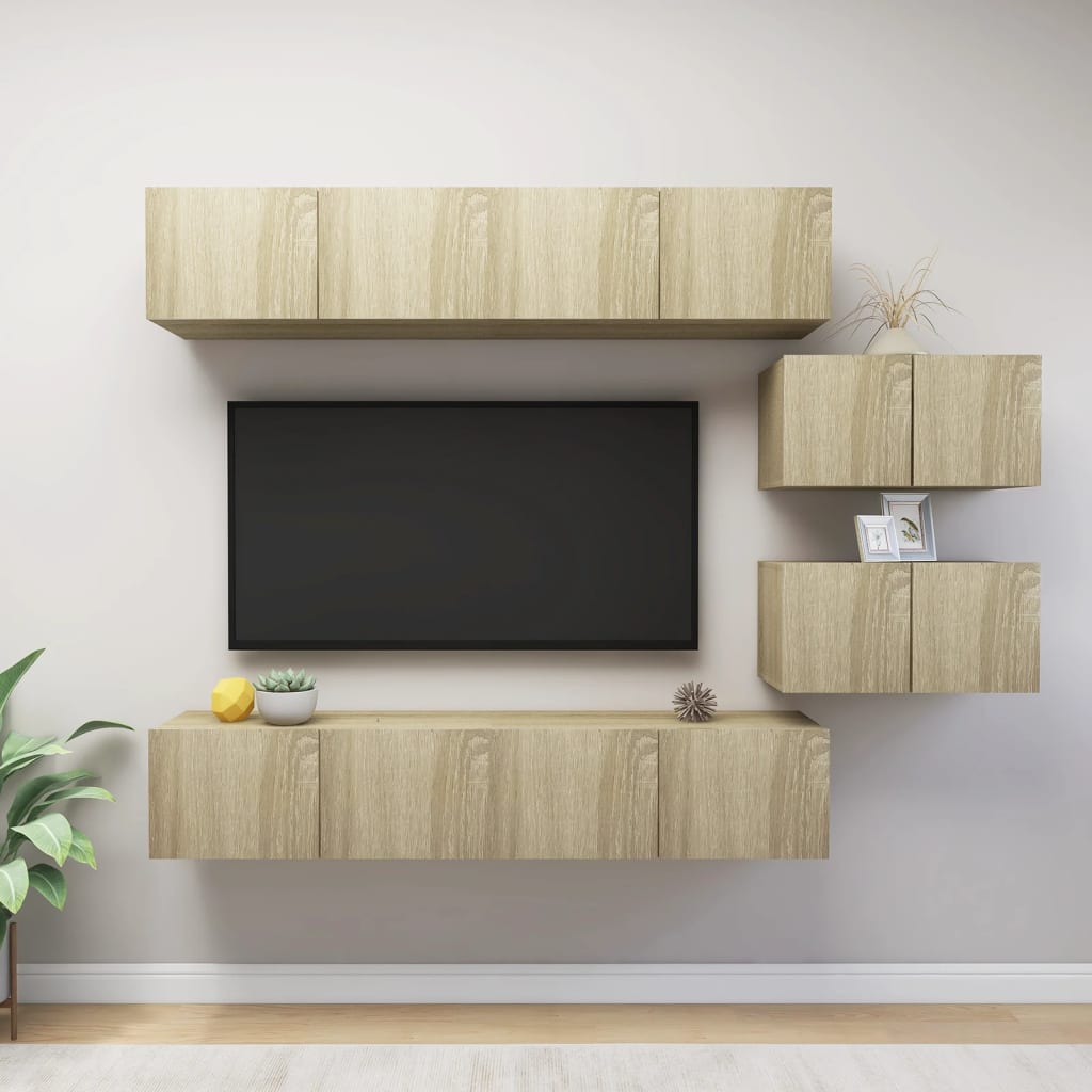 vidaXL Meuble TV 6 pièces Aggloméré Chêne Sonoma