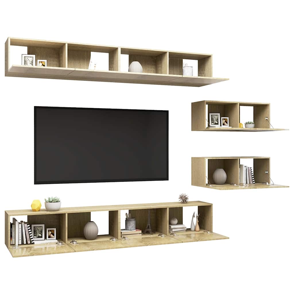 vidaXL Meuble TV 6 pièces Aggloméré Chêne Sonoma