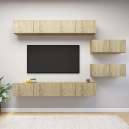 vidaXL Meuble TV 6 pièces Aggloméré Chêne Sonoma