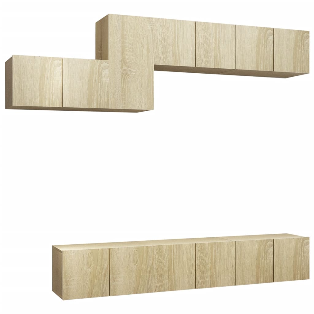 vidaXL 7-tlg. TV-Schrank-Set Sonoma-Eiche Holzwerkstoff