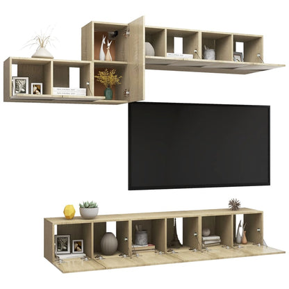vidaXL 7-tlg. TV-Schrank-Set Sonoma-Eiche Holzwerkstoff