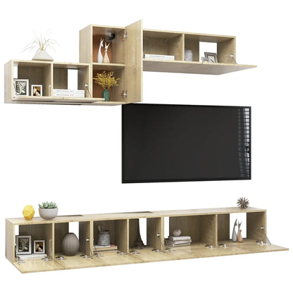 vidaXL Meuble TV 6 pièces Aggloméré Chêne Sonoma