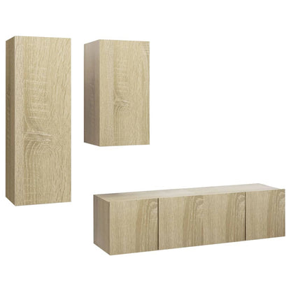 vidaXL 4-tlg. TV-Schrank-Set Sonoma-Eiche Holzwerkstoff