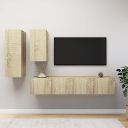 vidaXL Meuble TV 4 pcs Aggloméré Chêne Sonoma
