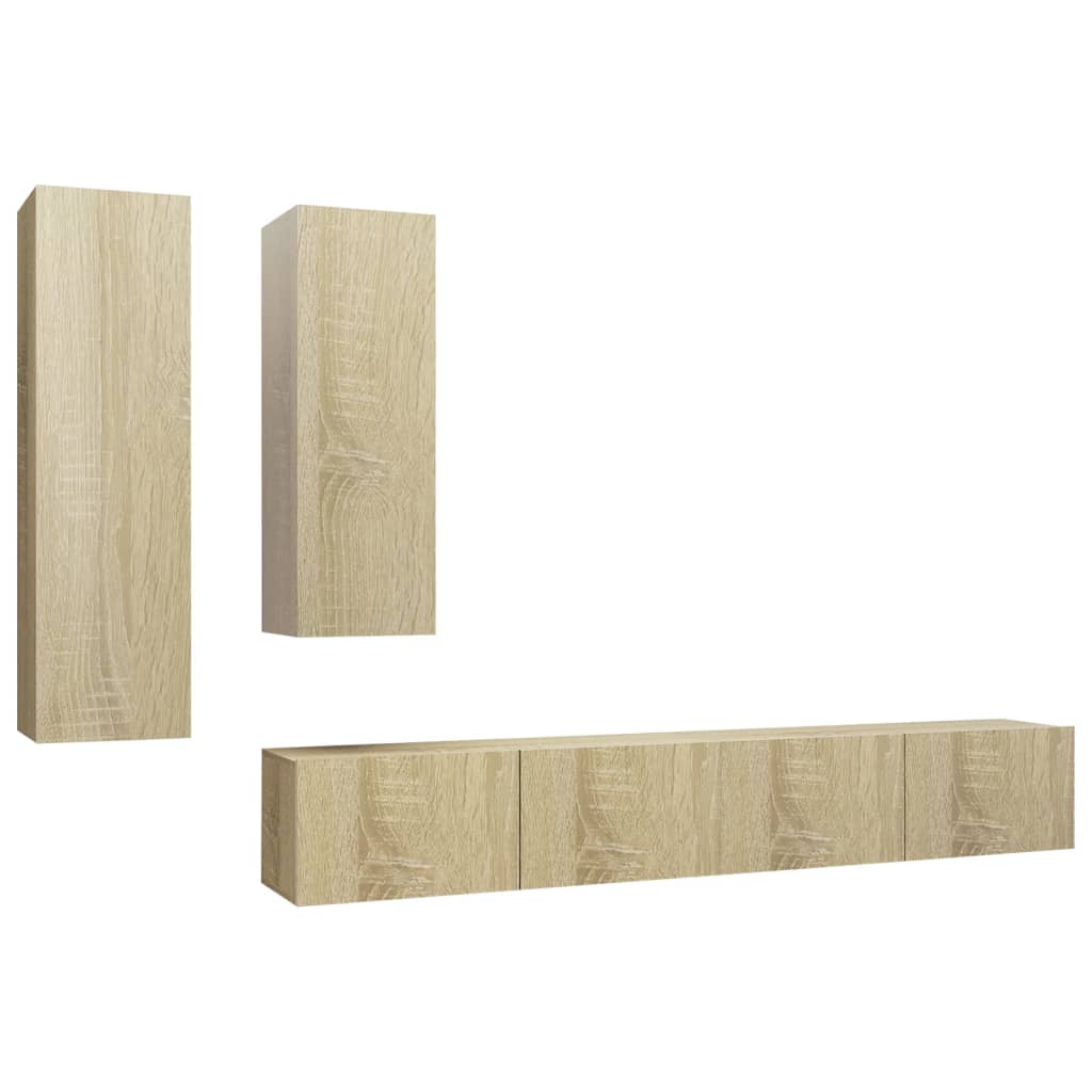 vidaXL Meuble TV 4 pcs Aggloméré Chêne Sonoma