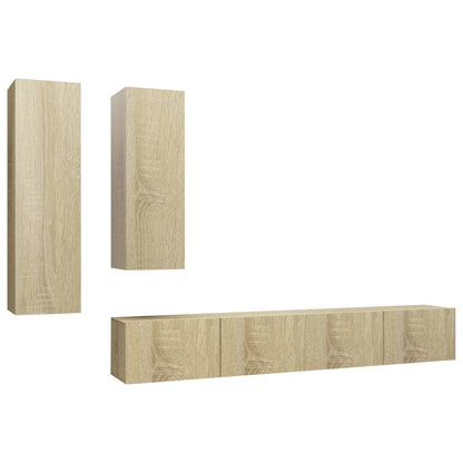 vidaXL Meuble TV 4 pcs Aggloméré Chêne Sonoma