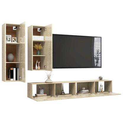vidaXL Meuble TV 4 pcs Aggloméré Chêne Sonoma
