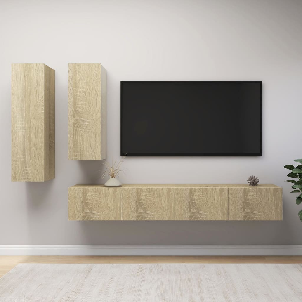vidaXL Meuble TV 4 pcs Aggloméré Chêne Sonoma