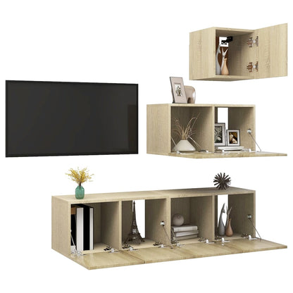 vidaXL Meuble TV 4 pcs Aggloméré Chêne Sonoma