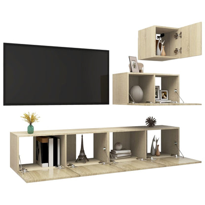 vidaXL Meuble TV 4 pcs Aggloméré Chêne Sonoma