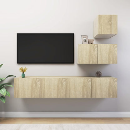 vidaXL Meuble TV 4 pcs Aggloméré Chêne Sonoma
