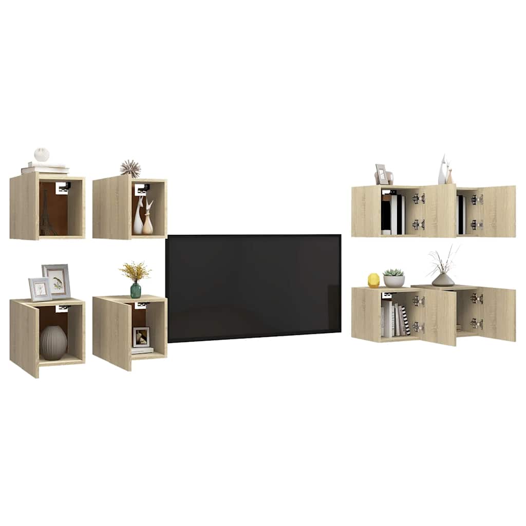 vidaXL Meubles muraux de télévision 8 pcs Chêne Sonoma 30,5x30x30 cm
