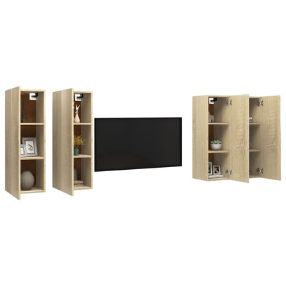 vidaXL TV-Schränke 4 Stk. Sonoma-Eiche 30,5x30x90 cm Holzwerkstoff