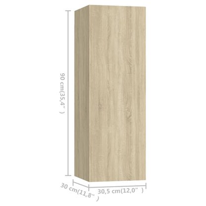 vidaXL TV-Schränke 4 Stk. Sonoma-Eiche 30,5x30x90 cm Holzwerkstoff