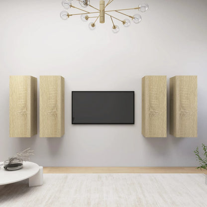 vidaXL TV-Schränke 4 Stk. Sonoma-Eiche 30,5x30x90 cm Holzwerkstoff