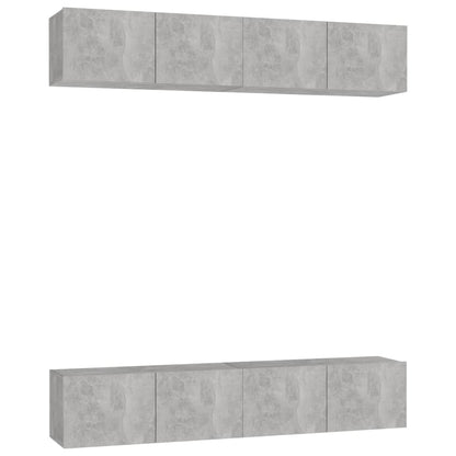 vidaXL Meubles TV 4 pcs. gris béton 80x30x30 cm bois d'ingénierie