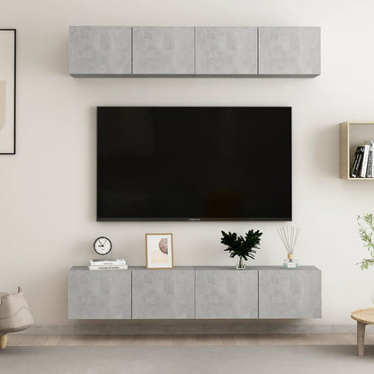 vidaXL Meubles TV 4 pcs. gris béton 80x30x30 cm bois d'ingénierie