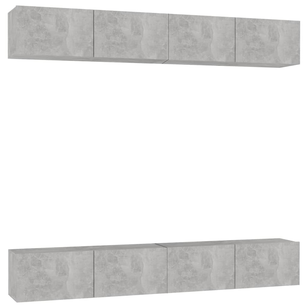 vidaXL Meubles TV 4 pcs Gris béton 100x30x30 cm Aggloméré