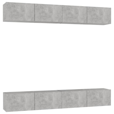 vidaXL Meubles TV 4 pcs Gris béton 100x30x30 cm Aggloméré